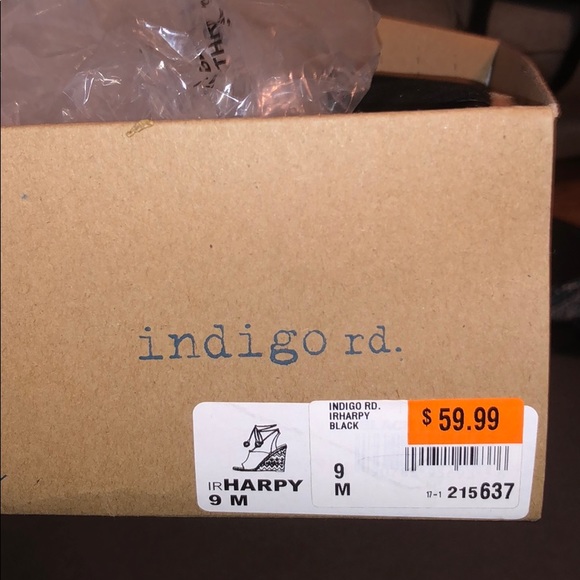 Black Laced Ankle Wedges Size 9 - Picture 3 of 4